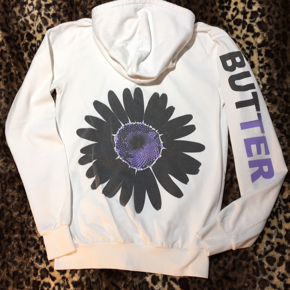 Women S Butter SuperSoft White Hoodie with Flower